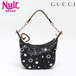 Gucci Bag Studded Leather Shoulder Black